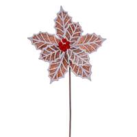 Vickerman 23" Artificial Brown / White Poinsettia Stem (3 Pack)