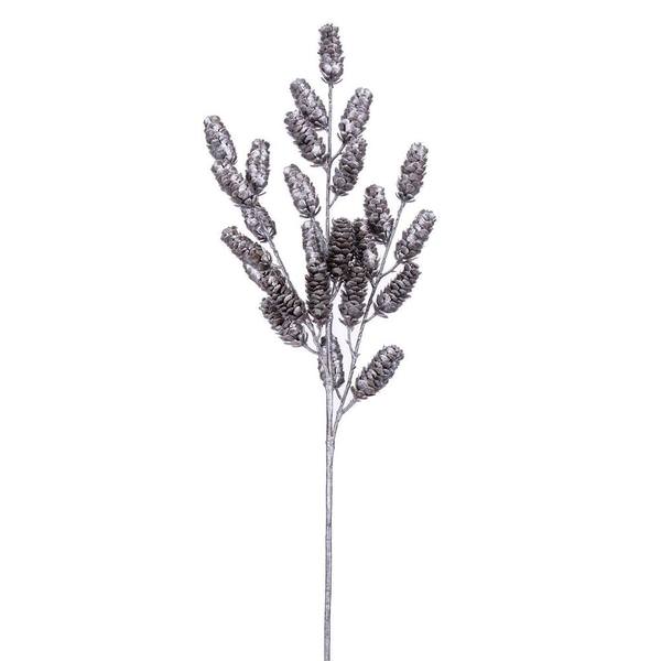 26" Silver Pinecone Spray (2 Pack)