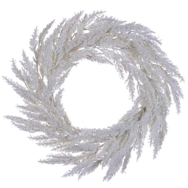 24" Artificial White Pampas Grass Wreath