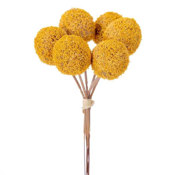 7" Dark Yellow Billy Button Stem (6 Pack)