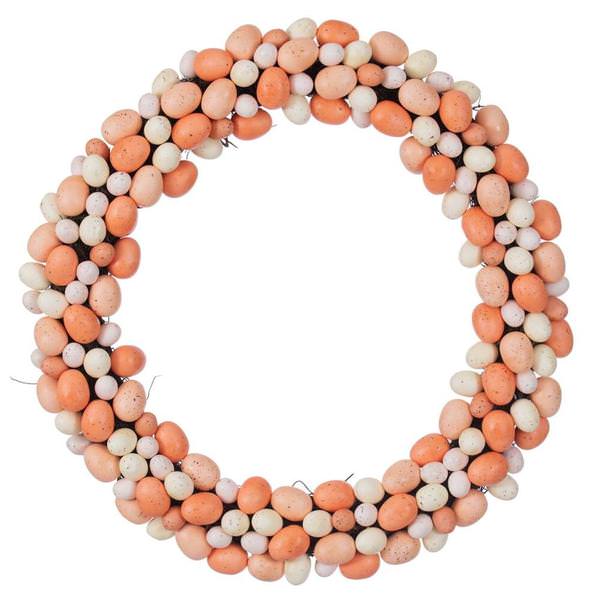 24" Artificial Coral/White Easter Eggs Wreath