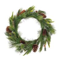 Vickerman 24" Green Mixed Pine / Cone Wreath 150 Tips Unlit Fir