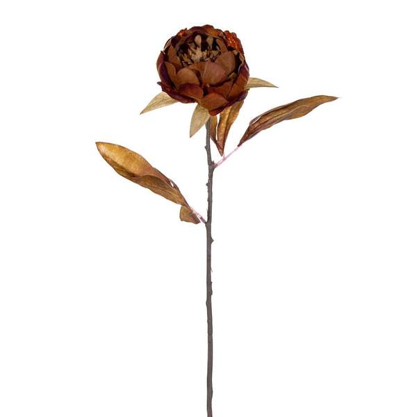 21" Artificial Yellow / Brown Peony Stem (6 Pack)