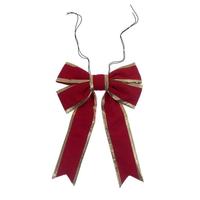 Vickerman 12" x 15" Red / Gold Canvas Outdoor UV Christmas Bow