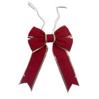 Vickerman 18" x 23" Red / Gold Canvas Gold Trim UV Bow