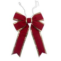 Vickerman 24" x 30" Red / Gold Canvas Gold Trim UV Outdoor Bow