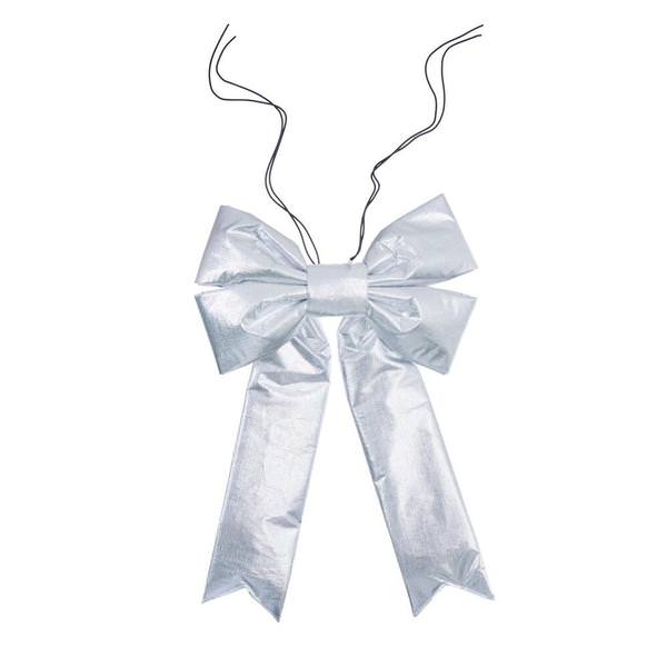 12" x 15" Silver Metallic Outdoor UV Christmas Bow