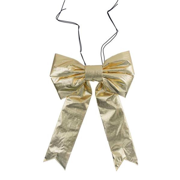 12" x 15" Gold Metallic Outdoor UV Christmas Bow