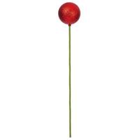 Vickerman 3" x 18" Red Glitter Ball Stick (12 Pack)