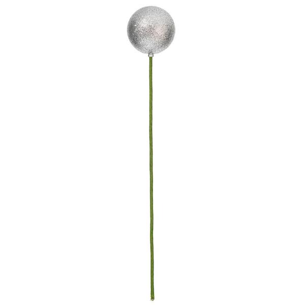 3" x 18" Silver Glitter Ball Stick (12 Pack)