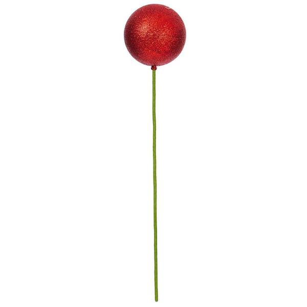 4" x 18" Red Glitter Ball Stick (6 Pack)