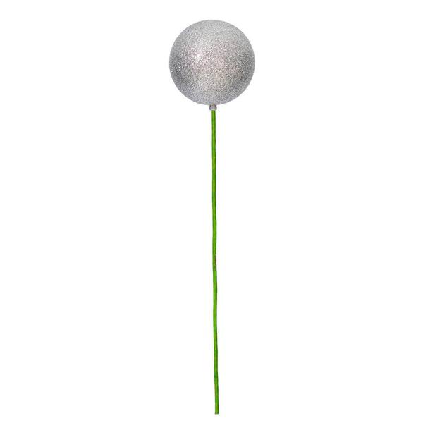 4" x 18" Silver Glitter Ball Stick (6 Pack)