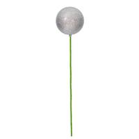 Vickerman 4" x 18" Silver Glitter Ball Stick (6 Pack)