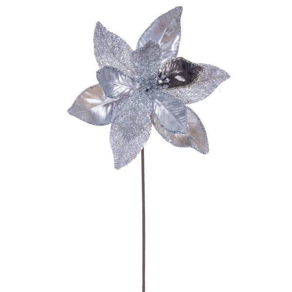 21.5" Silver Poinsettia 11" Flower (6 Pack)