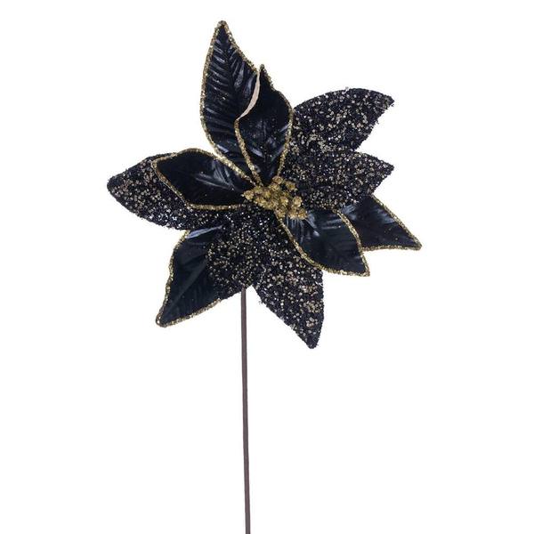 21.5" Black Poinsettia 11" Flower (6 Pack)
