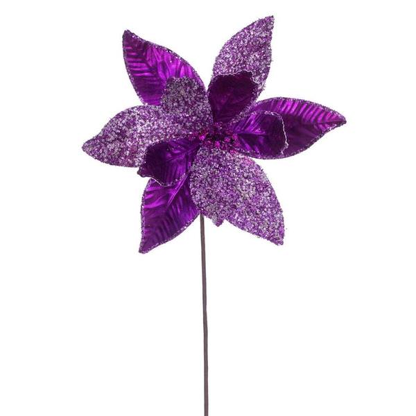 21.5" Plum Poinsettia 11" Flower (6 Pack)