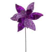 Vickerman 21.5" Plum Poinsettia 11" Flower (6 Pack)