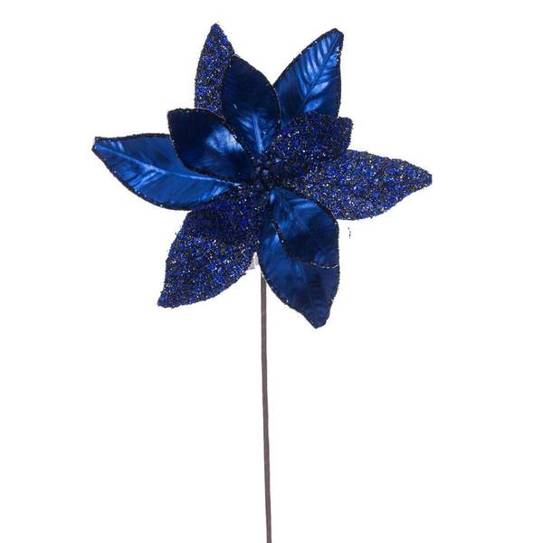 21.5" Midnight Blue Poinsettia 11" Flower (6 Pack)