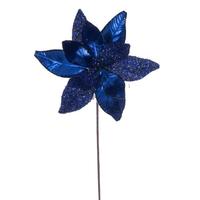 Vickerman 21.5" Midnight Blue Poinsettia 11" Flower (6 Pack)