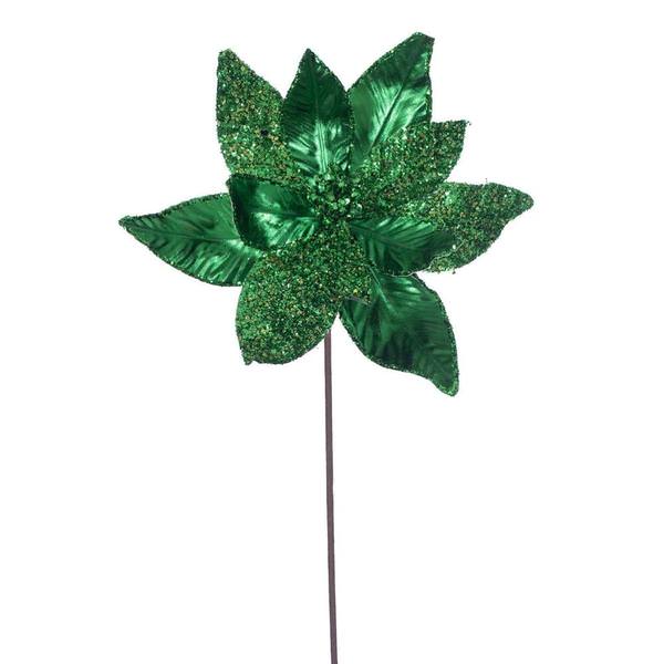 21.5" Midnight Green Poinsettia 11" Flower (6 Pack)