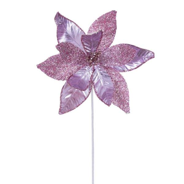 21.5" Pink Poinsettia 11" Flower (6 Pack)