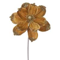 Vickerman 21.5" Artificial Gold Velvet Magnolia (4 Pack)