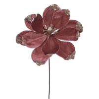 Vickerman 21.5" Artificial Rose Gold Velvet Magnolia (4 Pack)