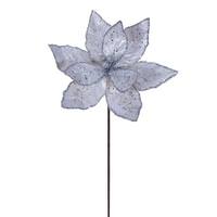 Vickerman 21.5" Silver Sequin Poinsettia 11" Flower (6 Pack)