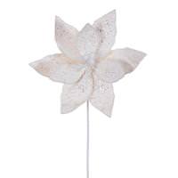 View 21.5" White Sequin Poinsettia 11" Flower (6 Pack)