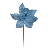 Vickerman 21.5" Turquoise Sequin Poinsettia 11" Flower (6 Pack)