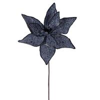 Vickerman 21.5" Black Sequin Poinsettia 11" Flower (6 Pack)