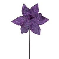 Vickerman 21.5" Plum Sequin Poinsettia 11" Flower (6 Pack)