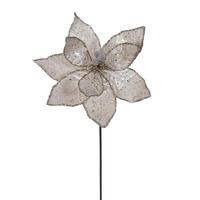 Vickerman 21.5" Champagne Sequin Poinsettia 11" Flower (6 Pack)