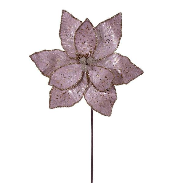 21.5" Rose Gold Sequin Poinsettia 11" Flower (6 Pack)