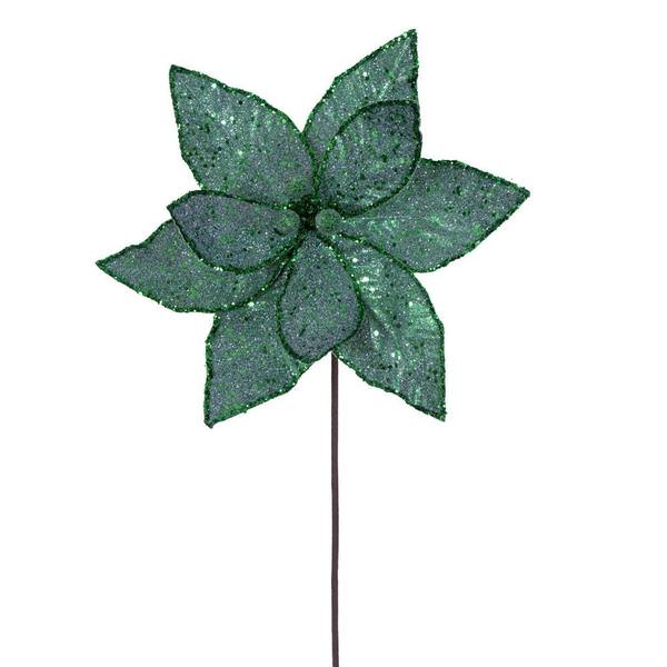 21.5" Lime Sequin Poinsettia 11" Flower (6 Pack)