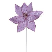 Vickerman 21.5" Pink Sequin Poinsettia 11" Flower (6 Pack)