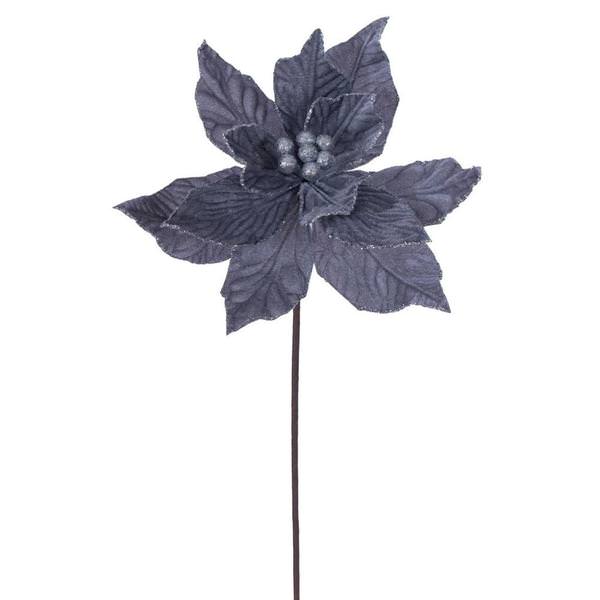 21.5" Silver Poinsettia 12" Flower (6 Pack)