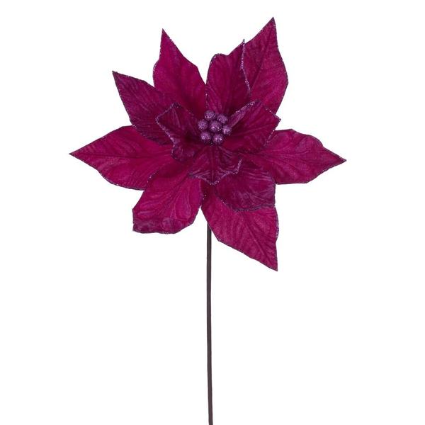 21.5" Hot Pink Poinsettia 12" Flower (6 Pack)