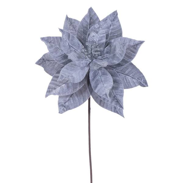21.5" Silver Poinsettia 12" Flower (6 Pack)