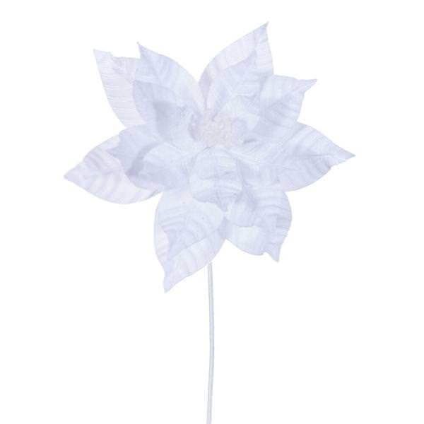 21.5" White Poinsettia 12" Flower (6 Pack)