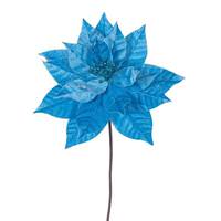 Vickerman 21.5" Turquoise Poinsettia 12" Flower (6 Pack)