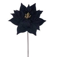 Vickerman 21.5" Black Poinsettia 12" Flower (6 Pack)