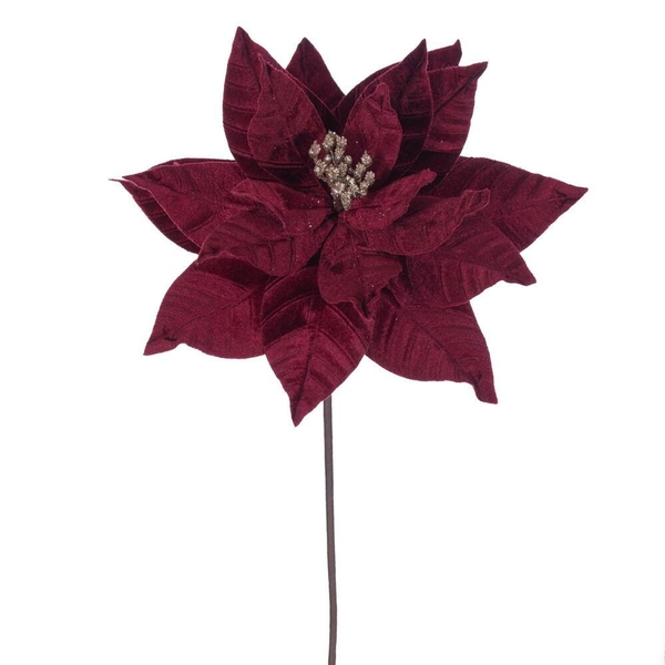 21.5" Burgundy Poinsettia 12" Flower (6 Pack)