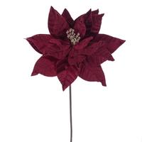Vickerman 21.5" Burgundy Poinsettia 12" Flower (6 Pack)