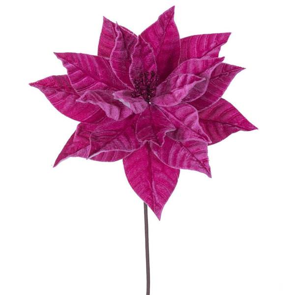21.5" Hot Pink Poinsettia 12" Flower (6 Pack)