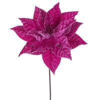 Vickerman 21.5" Hot Pink Poinsettia 12" Flower (6 Pack)