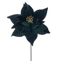 Vickerman 21.5" Midnight Green Poinsettia 12" Flower (6 Pack)
