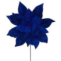 Vickerman 21.5" Artificial Blue Poinsettia 18" Flower (2 Pack)