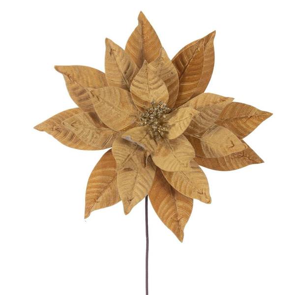 21.5" Artificial Gold Poinsettia 18" Flower (2 Pack)