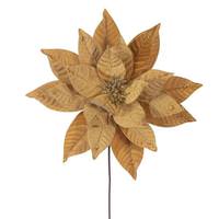 Vickerman 21.5" Artificial Gold Poinsettia 18" Flower (2 Pack)